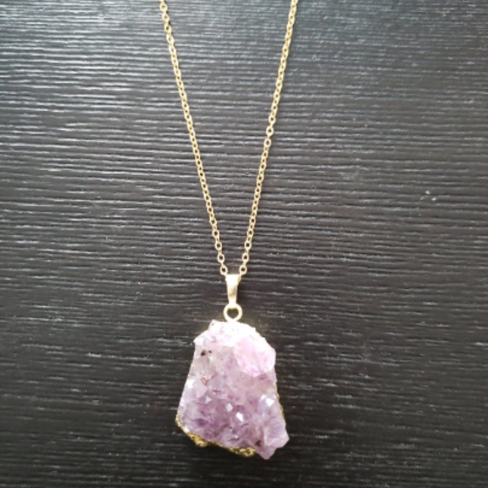 Amethyst Druzy Quartz Necklace